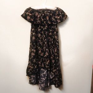Black strapless floral dress
